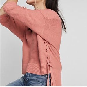 Express oversized deep v pink sweater